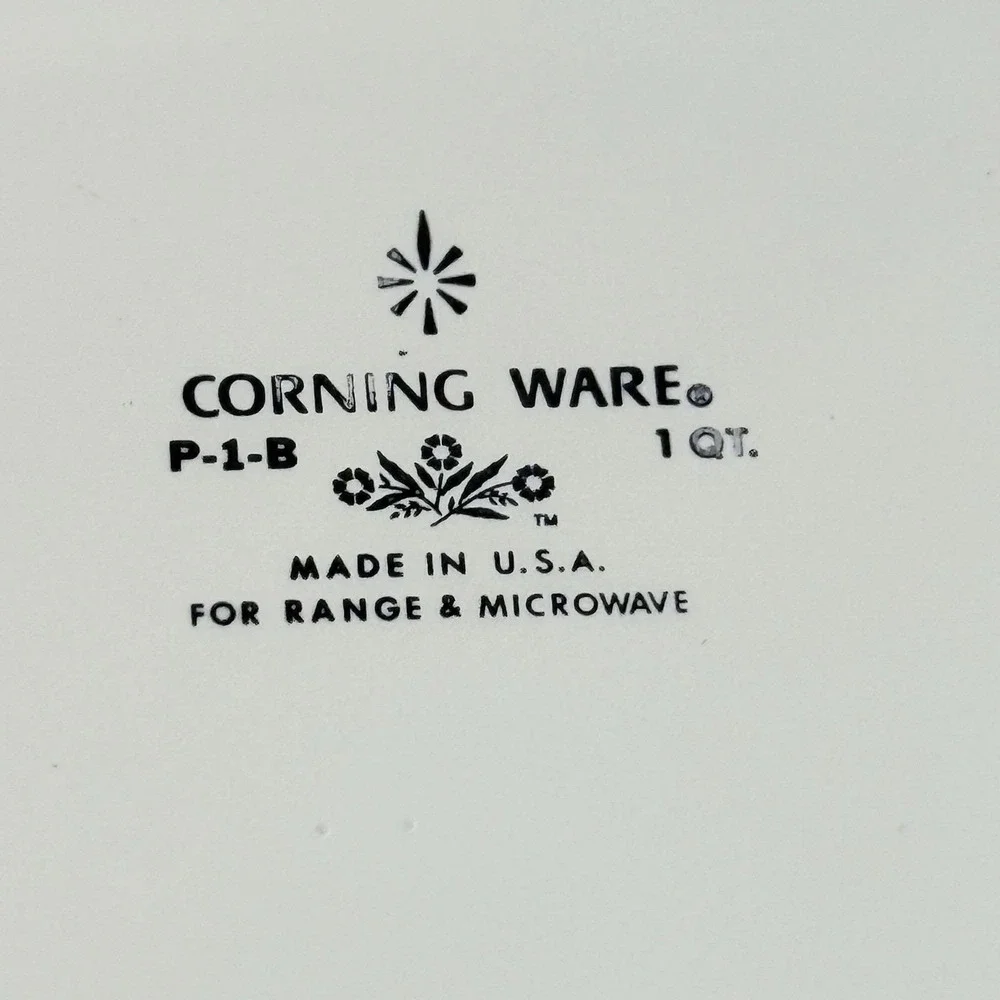 Vintage Rare Corning Ware P-1-B  Blue Cornflower 1 Qt Casserole Dish With Lid‎
